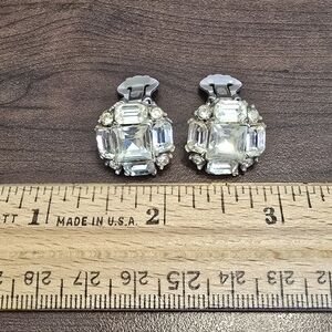 Elegant Bogoff Silver Crystal Clip-On Earrings